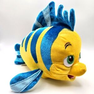 VINTAGE Disney The Little Mermaid Flounder Fish Plush Toy Stitched Eyes 9"